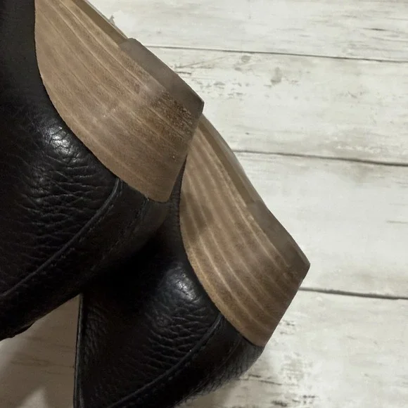 Tory Burch Shoes Amanda Size 6.5 Black Leather Peep Toe Wedge Heels - Picture 8 of 10